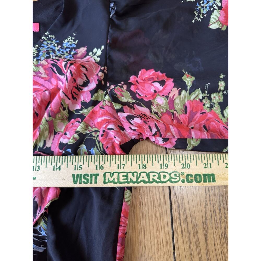 Betsey Johnson Size 12 Floral Ruffle Flared Bell Long Sleeve V-Neck Dress Boho - Picture 5 of 14